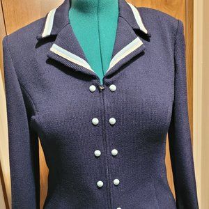 St. John By Marie Gray Collection Navy Blue Santana Knit Size 6 Jacket